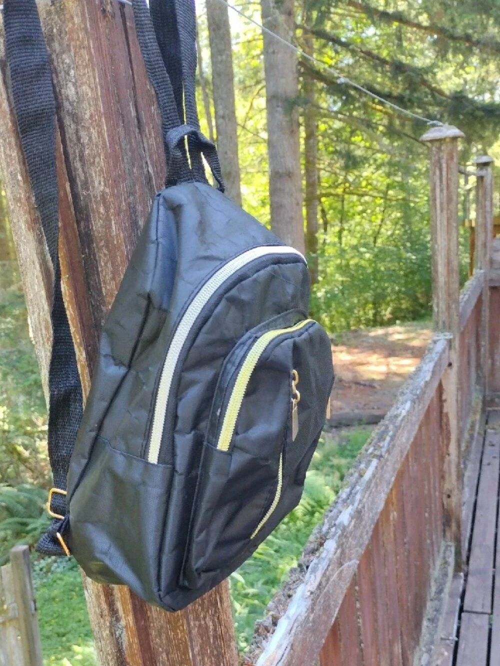 Black Mini Backpack with Gold Accents - Unbranded